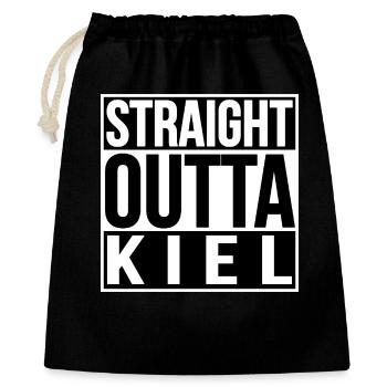 Straight Outta Kiel - Geschenkbeutel aus Baumwolle (40 x 50 cm) - Schwarz - Vorne