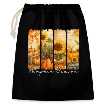 Kürbis-Saison Sonnenblumenfeld - Geschenkbeutel aus Baumwolle (40 x 50 cm) - Schwarz - Vorne