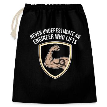 Ne sous-estimez jamais un ingénieur qui soulève un t-shirt - Sac cadeau 40 x 50 cm - noir - Devant