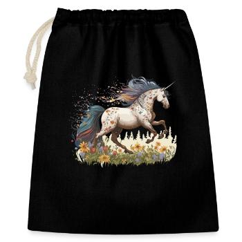 Licorne dans une mer de fleurs : magie des couleurs - Sac cadeau 40 x 50 cm - noir - Devant
