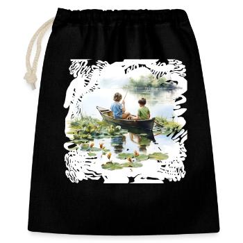 Childhood memories Boat trip at the water lily pond - Gift Bag 40 x 50 cm - black - Front
