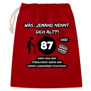 87 and legendary: Teeth out, stick dancing on! - Gift Bag 40 x 50 cm - red - Front