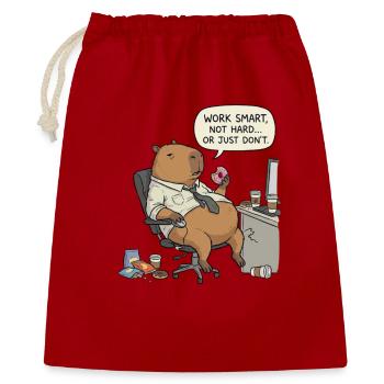 Castor capybara au travail : paresseux au lieu de travailler - Sac cadeau 40 x 50 cm - rouge - Devant