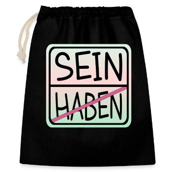 ACHTSAMKEIT HABEN SEIN - Geschenkbeutel aus Baumwolle (40 x 50 cm) - Schwarz - Vorne