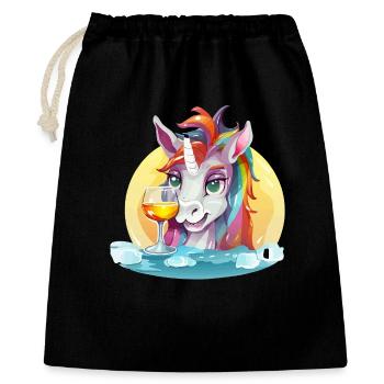 Colorful Unicorn with Wine - Gift Bag 40 x 50 cm - black - Front