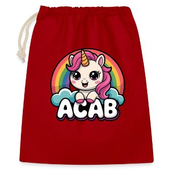 ACAB – Anti-Polizisten-Einhorn-T-Shirt - Geschenkbeutel aus Baumwolle (40 x 50 cm) - Rot - Vorne