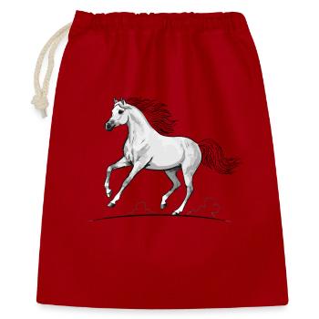 White Horse Thoroughbred Trotting Equestrian Elegance - Gift Bag 40 x 50 cm - red - Front