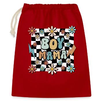 Boy Mama Blumen Muster Mutter Schwangerschaft - Geschenkbeutel aus Baumwolle (40 x 50 cm) - Rot - Vorne