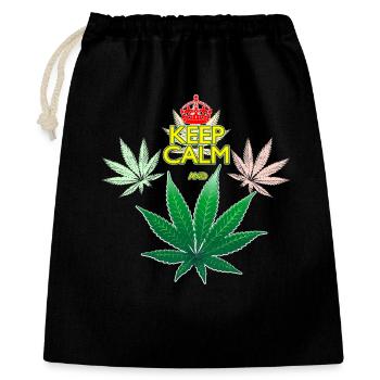 Reste calme et feuille de cannabis - Sac cadeau 40 x 50 cm - noir - Devant