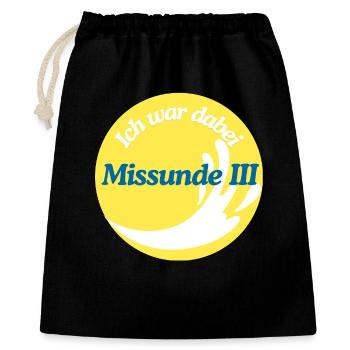 Missunde III – Ich war dabei, gelb. - Geschenkbeutel aus Baumwolle (40 x 50 cm) - Schwarz - Vorne