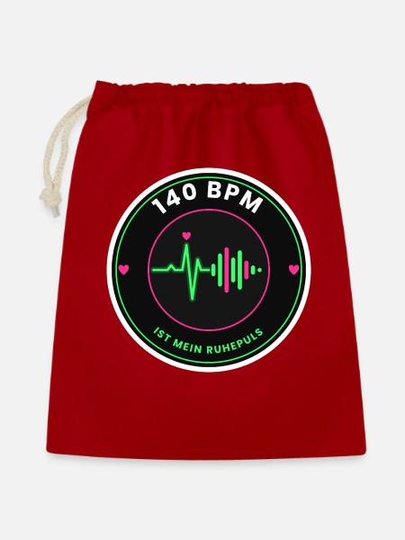 Neon Pulsschlag 140 BPM - Geschenkbeutel aus Baumwolle (40 x 50 cm) - Rot