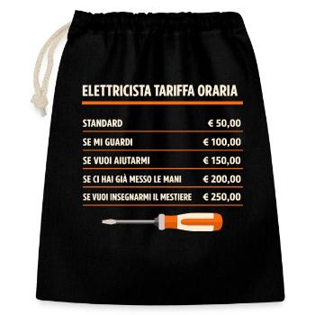 Elektriker Stundenlohn lustiger Streich - Geschenkbeutel aus Baumwolle (40 x 50 cm) - Schwarz - Vorne