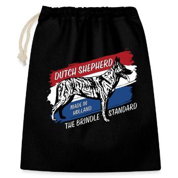 Dutch Shepherd – Dutchie - Geschenkbeutel aus Baumwolle (40 x 50 cm) - Schwarz - Vorne