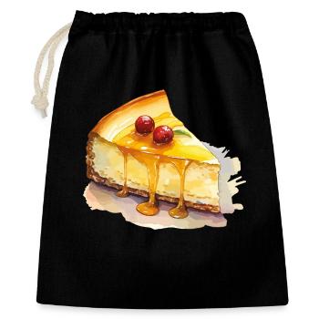 Käsekuchen Aquarell Traum - Geschenkbeutel aus Baumwolle (40 x 50 cm) - Schwarz - Vorne
