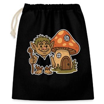 Forest troll at the mushroom house - Gift Bag 40 x 50 cm - black - Front
