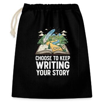 Motif d’écriture inspirant de la nature - Sac cadeau 40 x 50 cm - noir - Devant