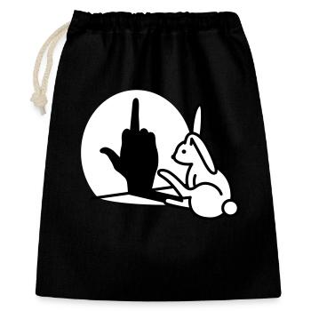 Kaninchen Schatten Hand FUCK OFF Mittelfinger Hase - Geschenkbeutel aus Baumwolle (40 x 50 cm) - Schwarz - Vorne