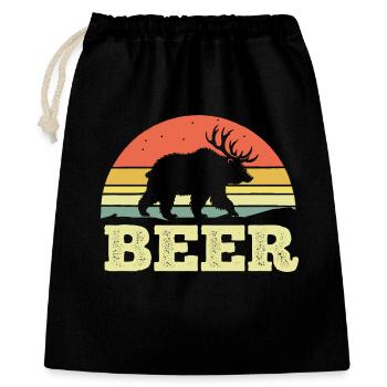 Bär Silhouette Bier Sonnenuntergang Retro - Geschenkbeutel aus Baumwolle (40 x 50 cm) - Schwarz - Vorne