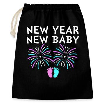 Gender Reveal Neues Jahr - Geschenkbeutel aus Baumwolle (40 x 50 cm) - Schwarz - Vorne