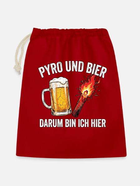 Pyro Und Bier Stadion - Geschenkbeutel aus Baumwolle (40 x 50 cm) - Rot
