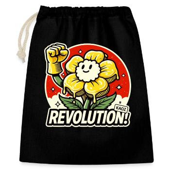 Blume mit Faust und Revolution Schriftzug - Geschenkbeutel aus Baumwolle (40 x 50 cm) - Schwarz - Vorne