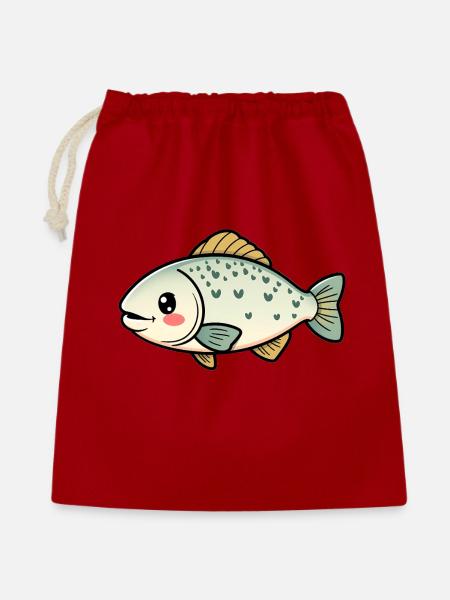 Forelle Fisch - Geschenkbeutel aus Baumwolle (40 x 50 cm) - Rot