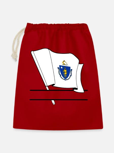 Flagge Massachusetts Textbanner - Geschenkbeutel aus Baumwolle (40 x 50 cm) - Rot