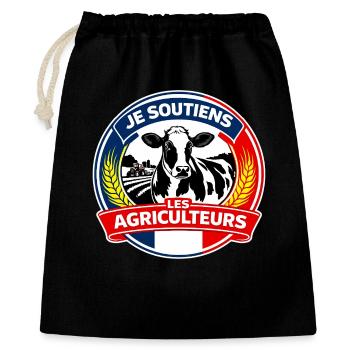 Soutien aux Agriculteurs Français - Sac cadeau 40 x 50 cm - noir - Devant