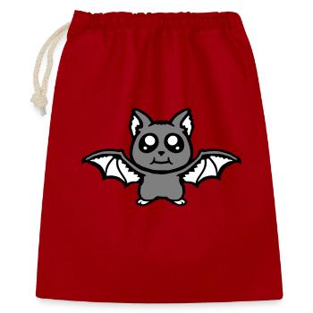 Kleine süße Fledermaus Halloween lustig Comic süß - Geschenkbeutel aus Baumwolle (40 x 50 cm) - Rot - Vorne