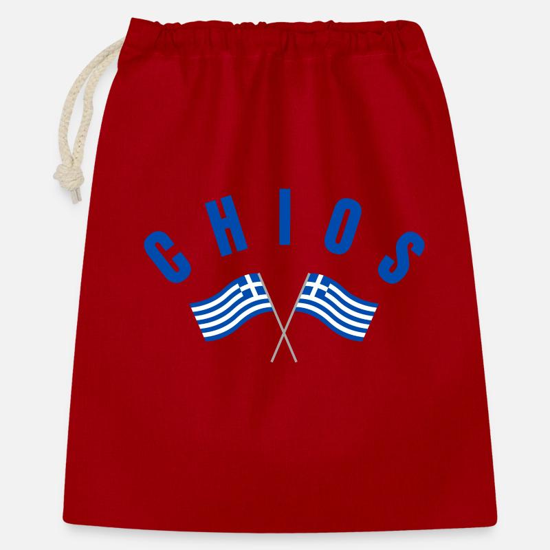 Chios Croisé des drapeaux grecs - Sac cadeau 40 x 50 cm - rouge