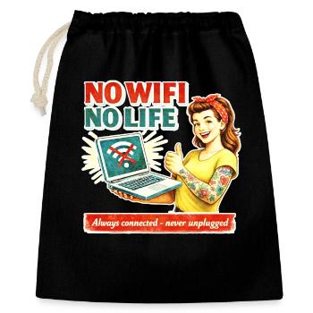 No Wi-Fi No Life Retro - Gift Bag 40 x 50 cm - black - Front