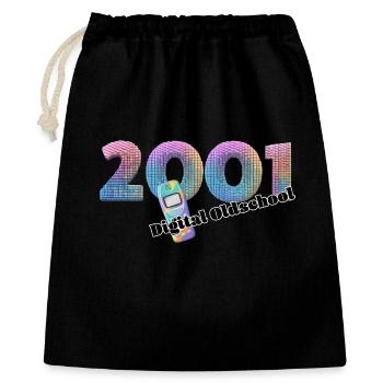 2001 – Früher Mobiler Lifestyle - Geschenkbeutel aus Baumwolle (40 x 50 cm) - Schwarz - Vorne