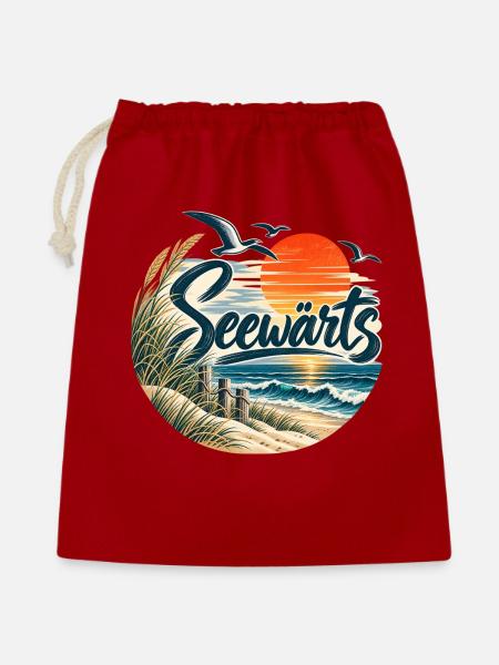 Seewärts Strandsunset - Geschenkbeutel aus Baumwolle (40 x 50 cm) - Rot