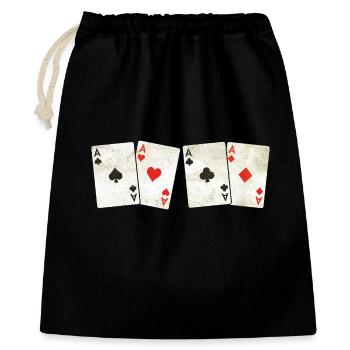 Vintage Retro Aces – Cartes à jouer - poker - Sac cadeau 40 x 50 cm - noir - Devant