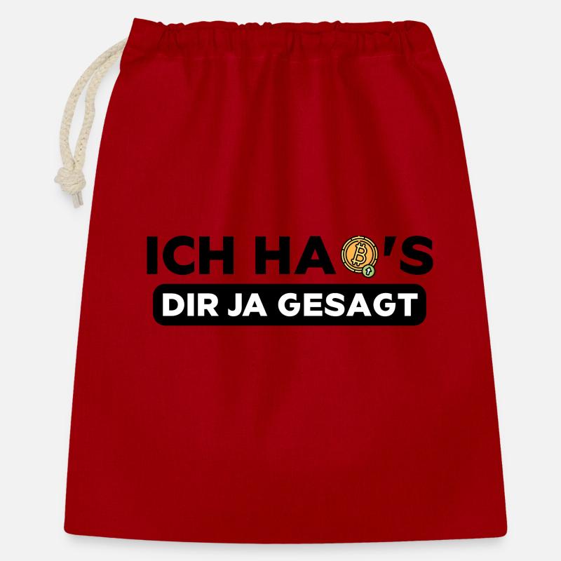 Ich habs dir ja gesagt Bitcoin Crypto Kryptowährun - Geschenkbeutel aus Baumwolle (40 x 50 cm) - Rot