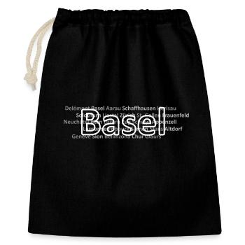 Schweizer Städte Basel - Geschenkbeutel aus Baumwolle (40 x 50 cm) - Schwarz - Vorne