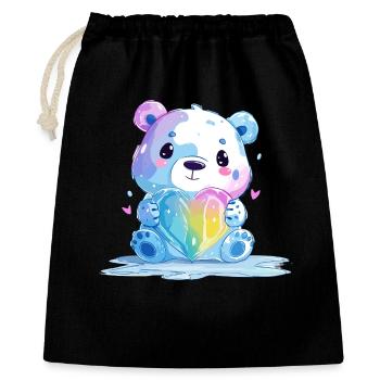 Cute polar bear with rainbow heart - Gift Bag 40 x 50 cm - black - Front