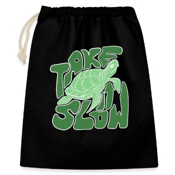 Take It Slow Turtle - Design détendu aux vibrations océaniques - Sac cadeau 40 x 50 cm - noir - Devant