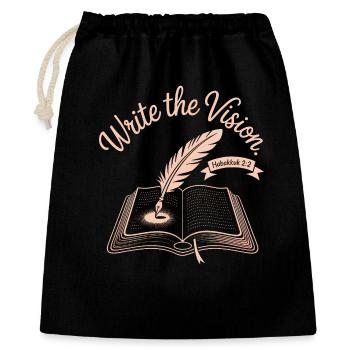 Écrivez la vision : Livre & Plume - Sac cadeau 40 x 50 cm - noir - Devant