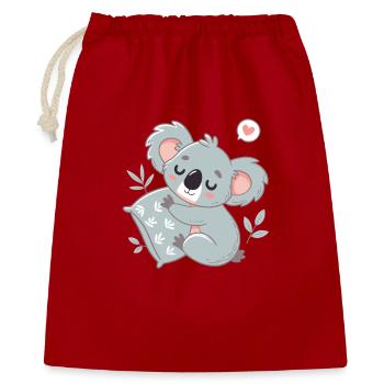 Koala Süßes Lesen und Umarmungen - Geschenkbeutel aus Baumwolle (40 x 50 cm) - Rot - Vorne