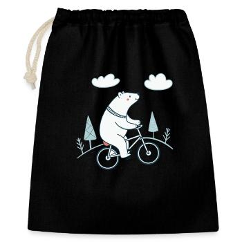 Polar bear on a bike in the gentle landscape - Gift Bag 40 x 50 cm - black - Front