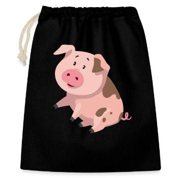Petit Cochon Illustration – Motif d’animal mignon - Sac cadeau 40 x 50 cm - noir - Devant