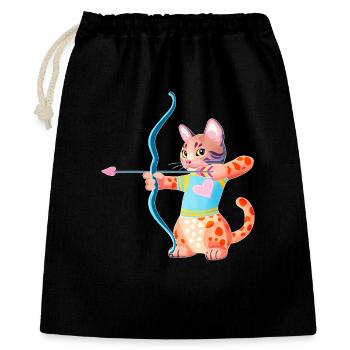 Blauherz-Bogenschützen-Katze - Geschenkbeutel aus Baumwolle (40 x 50 cm) - Schwarz - Vorne
