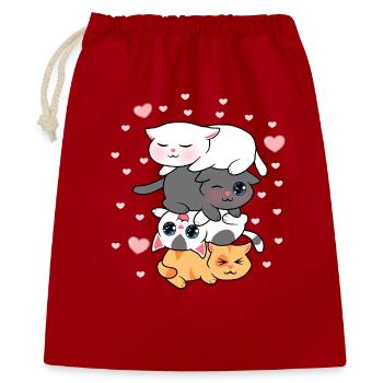Four Kawaii Kittens Stack Cute Cats Illustration - Gift Bag 40 x 50 cm - red - Front