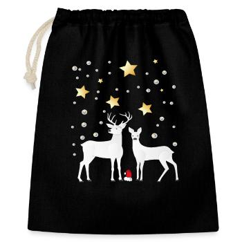 Rehe im Winterwald - Geschenkbeutel aus Baumwolle (40 x 50 cm) - Schwarz - Vorne