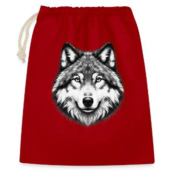 Wolf - Geschenkbeutel aus Baumwolle (40 x 50 cm) - Rot - Vorne