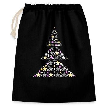 Festlicher Weihnachtsbaum - Geschenkbeutel aus Baumwolle (40 x 50 cm) - Schwarz - Vorne