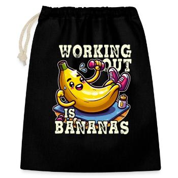 Muskulöse Banane: Bananen Training - Geschenkbeutel aus Baumwolle (40 x 50 cm) - Schwarz - Vorne