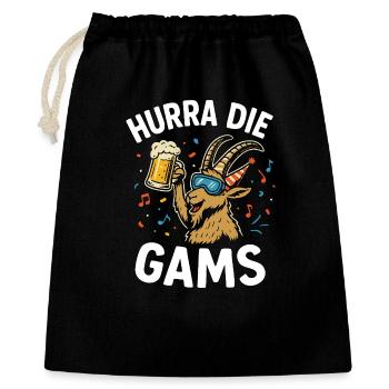Hurray the chamois – Funny après-ski & alpine pasture saying - Gift Bag 40 x 50 cm - black - Front