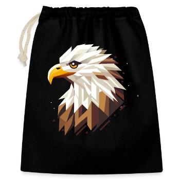 Pygargue à tête blanche géométrique – symbole de force - Sac cadeau 40 x 50 cm - noir - Devant
